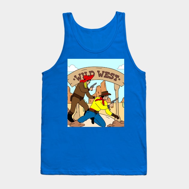 Retro Wild West Cowboys Rodeo Tank Top by flofin